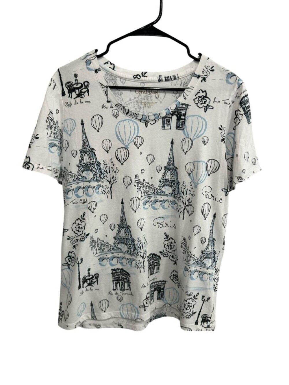 Coral Bay Large Paris Graphic Eiffel Tower Balloon Tee Parisian Aesthetic Retro